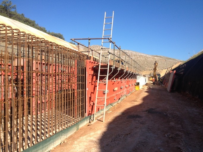 Formwork was transported to the island to pour cast in-situ concrete